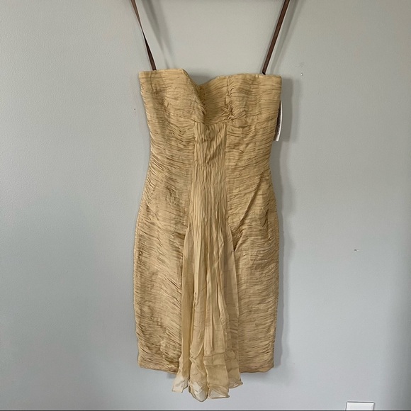 NWT Andy The Anh Pleated Silk Empire Sheath Cocktail Dress • 4 - Picture 1 of 14